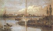 Joseph Mallord William Turner River scene with boats (mk31) oil on canvas